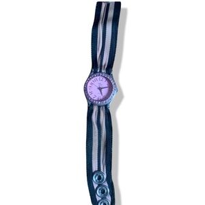 Rachel Wassman Black And Pink Jeweled Quartz Watch